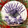 2D Flat, 1pc Purple Lavender Welcome Sign, Spring Home Wall Art Decoration Plaque, Yard Garden Balcony Door Hanging Decor, Perfect Gift for
