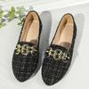 Módní Elegantní Dámské Nazouvací Baleríny s Kovovou Řetízkovou Dekorací Měkká Podrážka Pohodlné Pracovní Boty Žena Lehké Ležérní Černé Mokasíny
