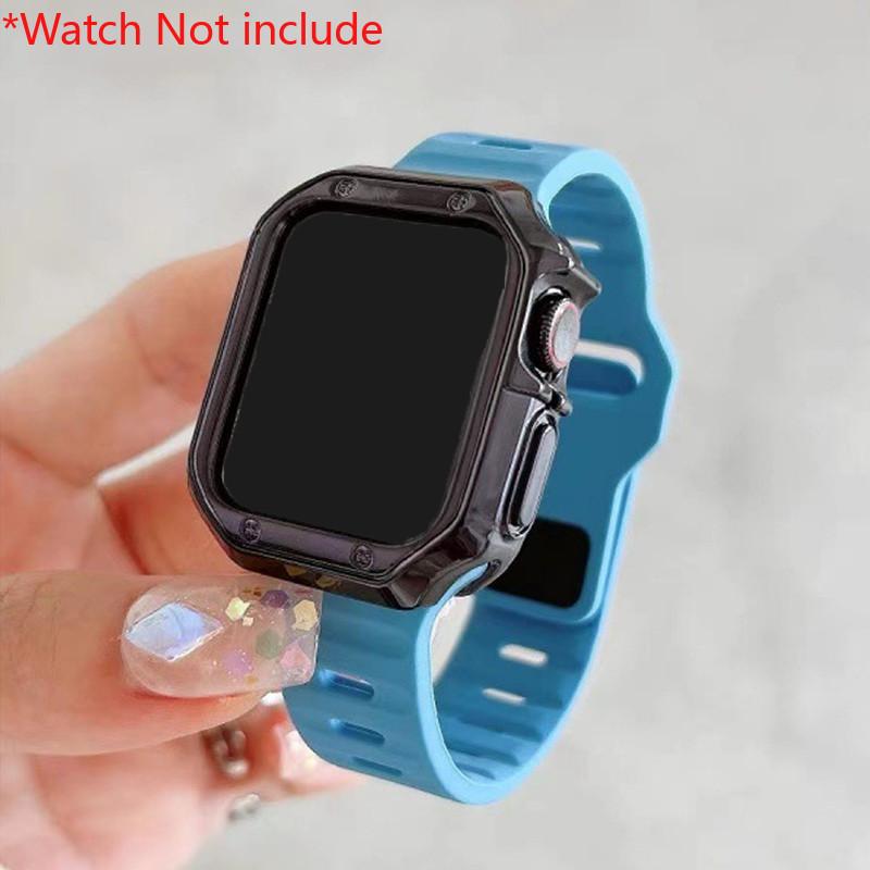 TPU Plating Case+Silicone Strap For Apple Watch Ultra 2 1 49mm Series 10 46 42mm 9 8 7 6 5 4 3 2 1 Hollow Out Protective Accesso