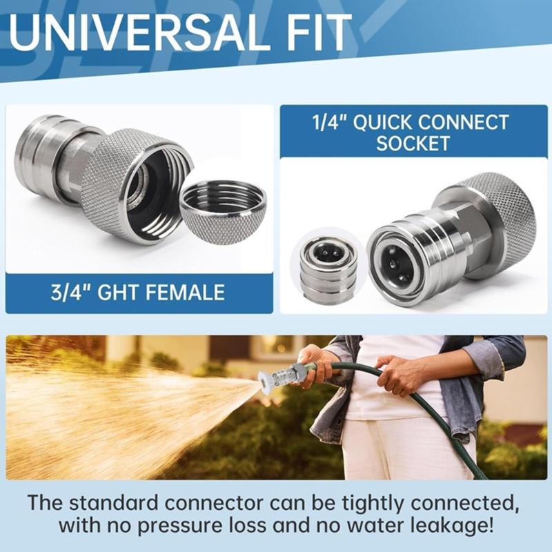 Professional 3/4 Inch To 1/4 Inch Garden Hose Connector Adapter For Efficient Water Flowing And Leakproof Seal