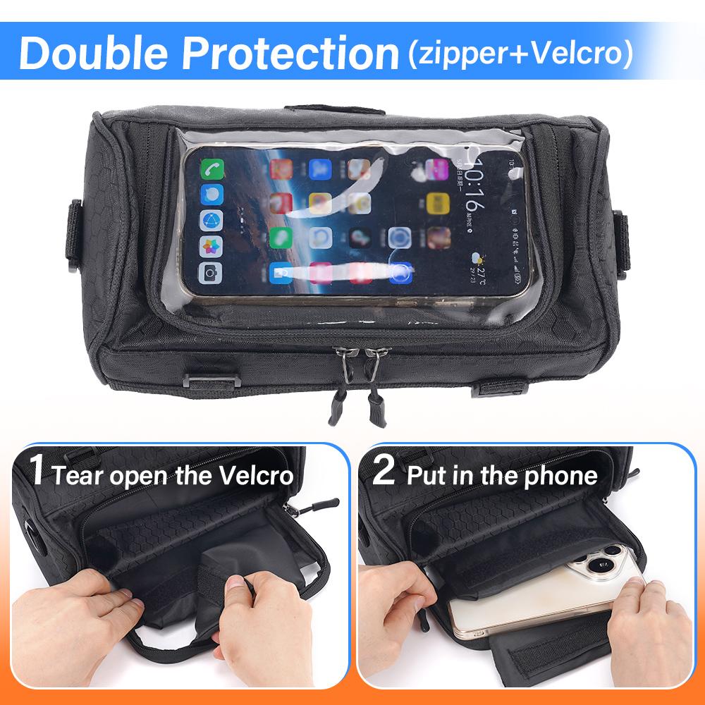 Black/red/blue Electric Car Bag Storage Bag Electric Car Bag Front Suspension Transparent Waterproof Mobile Phone Bag