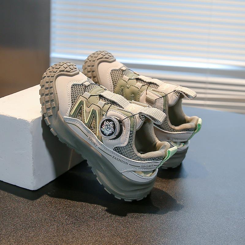 

Kids Sports Sandals Mesh Breathable Girls Sneakers Hollowed-out Trendy 2025 Summer New Kids Running Shoes Toes Capped Hook&loop 26 зелений