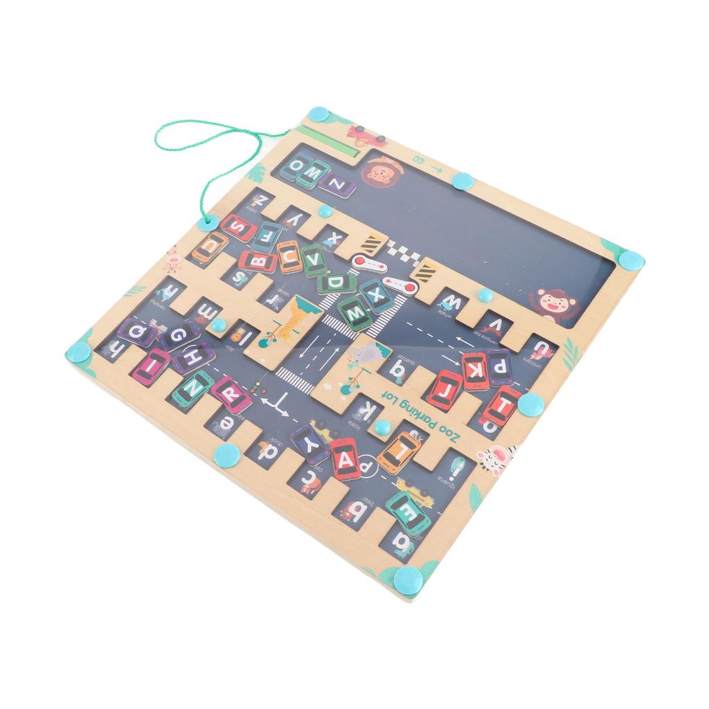 Magnetic Alphabet Wooden Puzzle Board Parking Lot Fine Motor Skill Educational Learning Alphabet