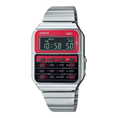 

[Отправка почтой] Мужские часы-калькулятор CASIO CA-500WE-4B красные с браслетом из нержавеющей стали
