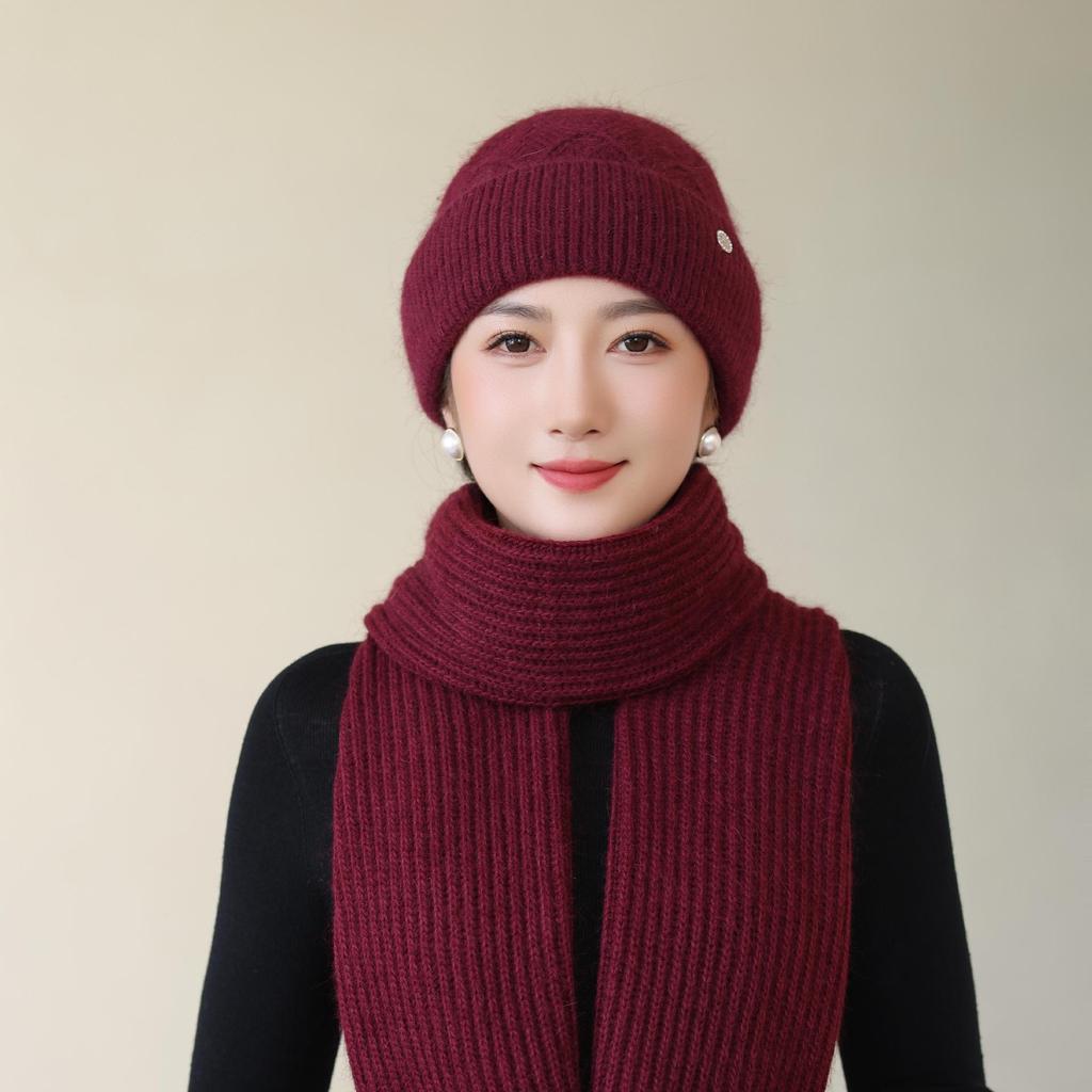 Women's Woolen Hat Thickened Warm  Windproof and Coldproof  Ear Protection Woolen Knitted Hat for The Elderly In Autumn and Winter