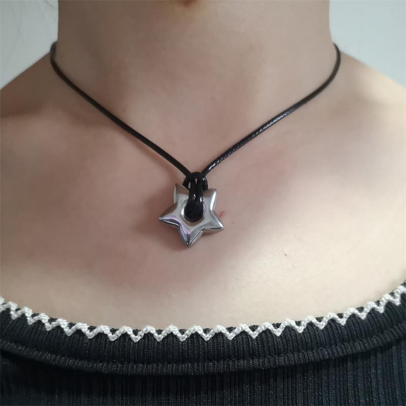 Vintage Y2k Gwiazda Naszyjnik Pentagramy Wisiorek Naszyjniki dla Kobiet Mężczyzn Hip Hop Choker Łańcuszek na obojczyk Biżuteria na imprezę Prezent
