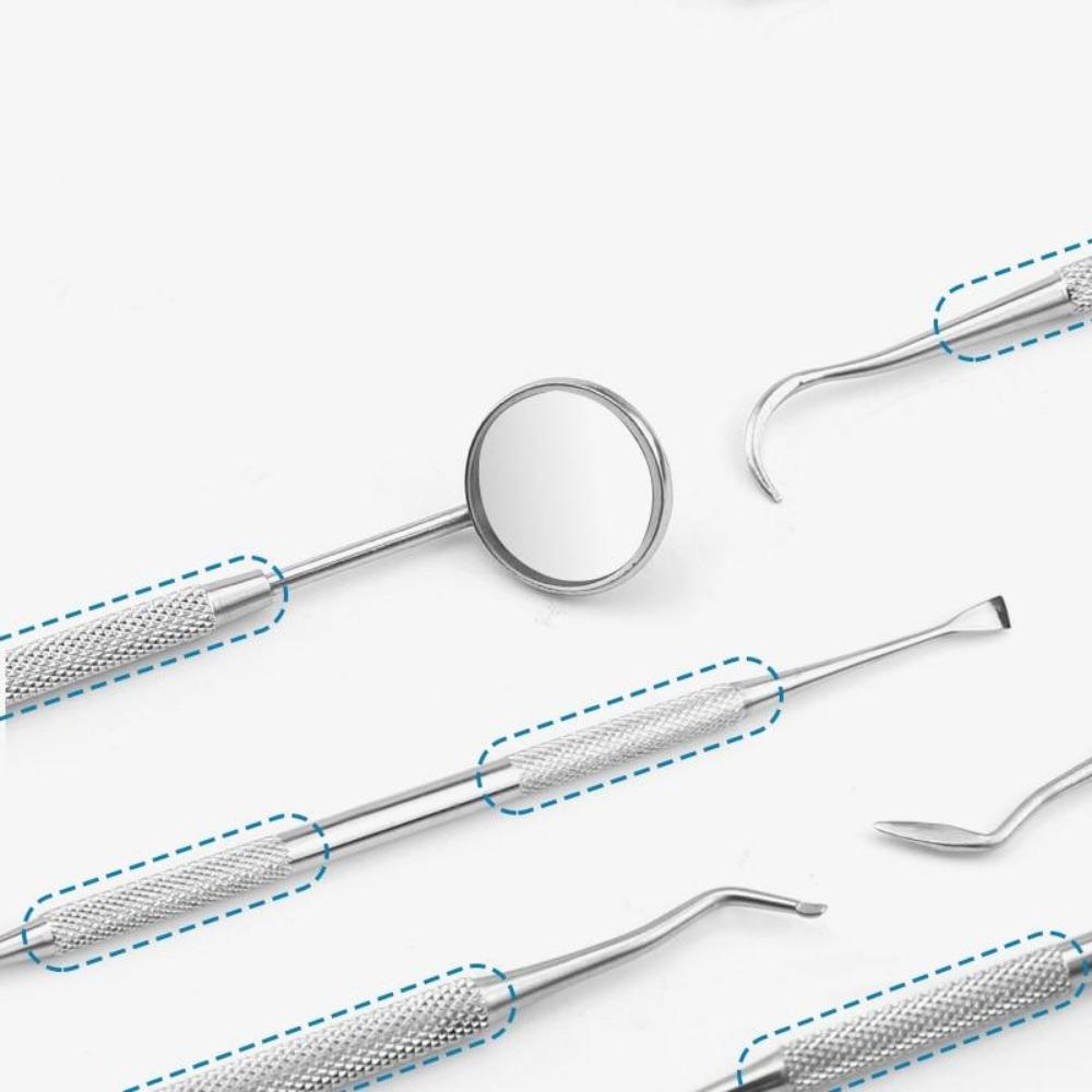 5pc/set Dental Mirror Stainless Steel Dental Dentist Prepared Tool Set Probe Tooth Care Kit Instrument Tweezer Hoe Sickle Scaler