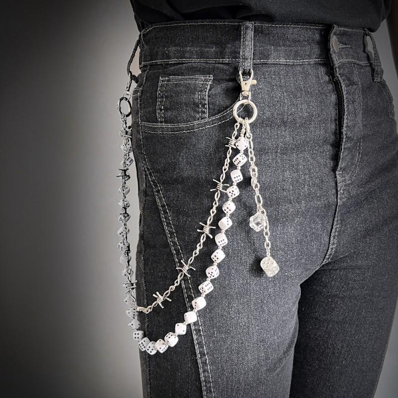 Punk Hip Hop Multi-Layer Dice Waist Chain Metal Belt Accessory Jeans Unisex