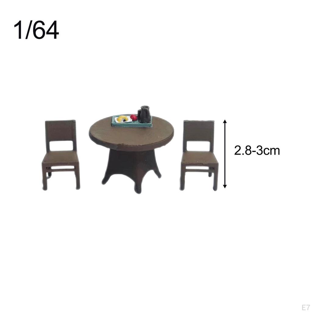 3 Pieces 1/64 Desk Chair Set Beach Scenery DIY Projects Fairy Garden S Scale Collections Micro