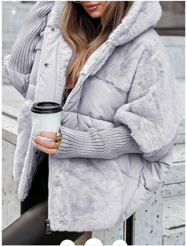 2024 European & American Trendy Patchwork Down Cotton Jacket for Women - Loose Fit, Autumn & Winter Collection