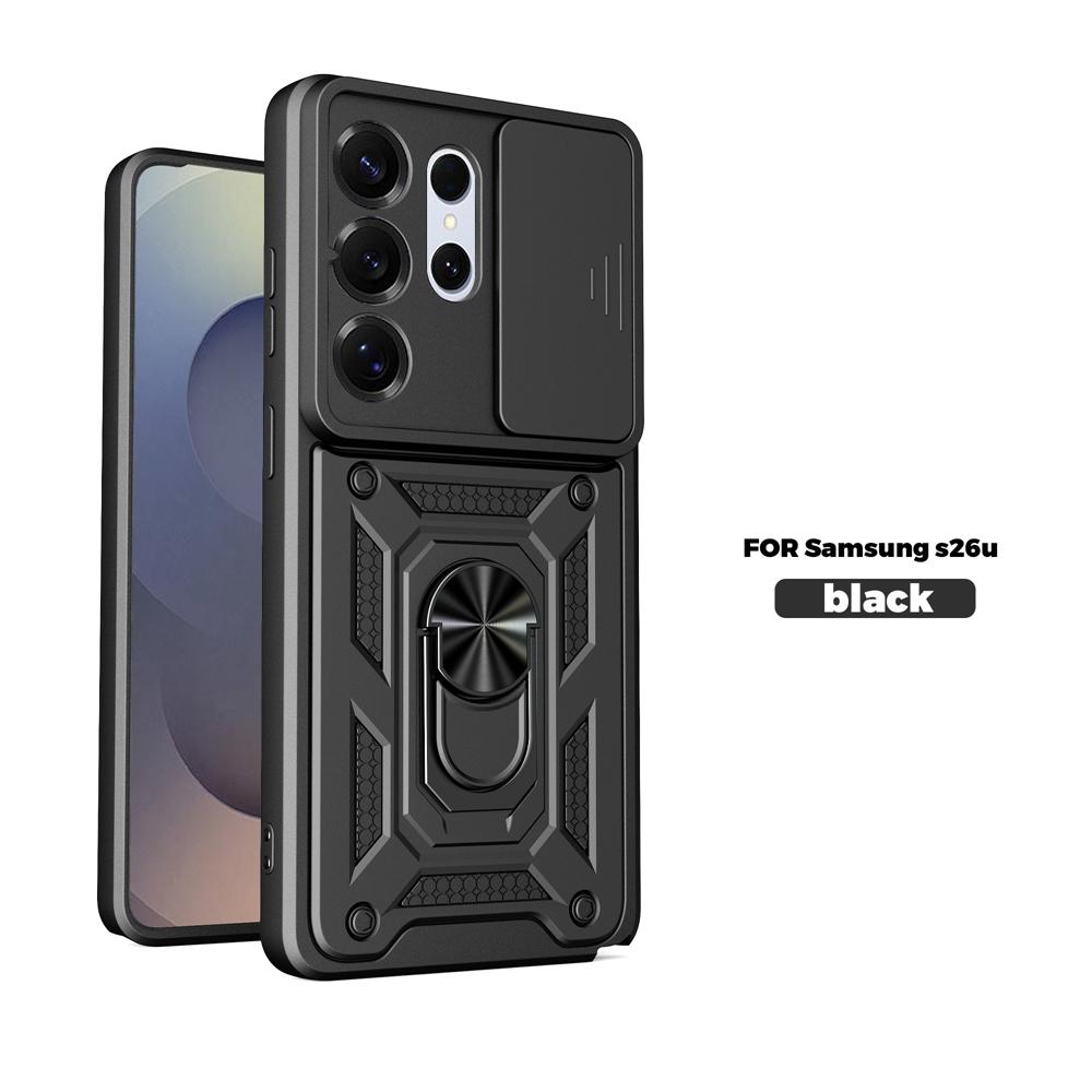 For Samsung Galaxy S26 S25 S24 S23 Ultra Plus Anti-Drop Sporty Case Car Magnetic Ring Stand Slide Camera Lens Protection Cover
