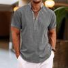 Men's Casual Stand Collar Short Sleeve Shirt, Breathable and Sweat-Wicking, Solid Color, Customizable Logo.
