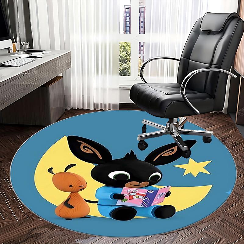 Bing Bunny, Nacht-Abenteuer Stuhlunterlage Runde Teppichboden Büroteppich, Maschinenwaschbar, Rutschfest, Geeignet für Wohnzimmer, Schlafzimmer