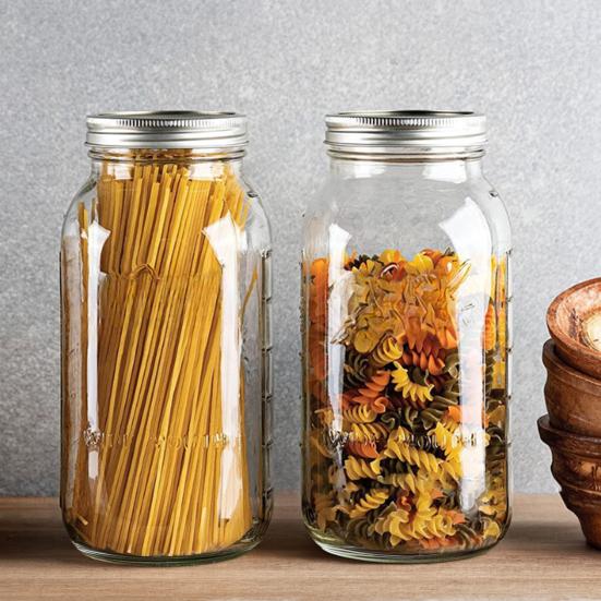 2000ML Wide Mouth Large Food with Lid Mason Glass Jar Storage Jar Dishwasher