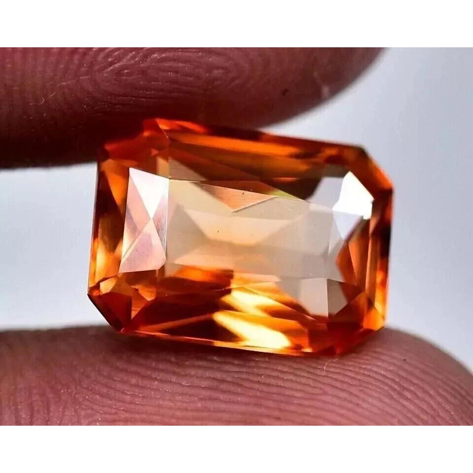 Emerald Cut Natural Padparadscha Sapphire 24-26 Ct Beautiful Certified Gemstone