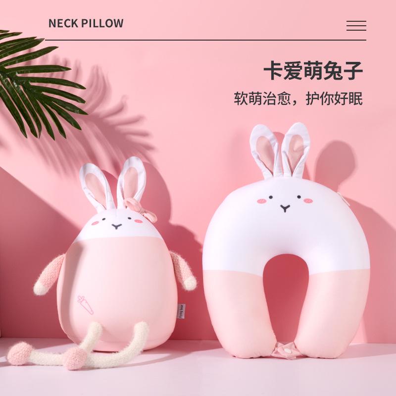 Foam particle two-in-one dual-purpose pillow, rabbit deformation pillow, neck pillow