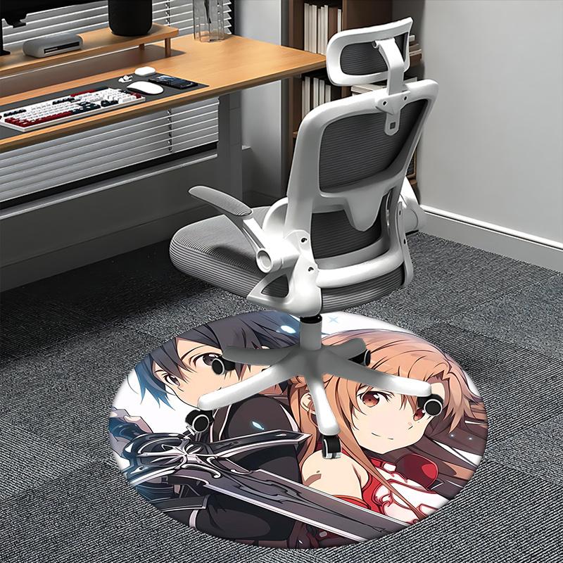

Sword Art Online,Asuna and Kirito Chair mat Round Rug Office carpet, Non slip, Suitable for Living Rooms, Bedrooms,Decor1205947a 80cm by 80cm