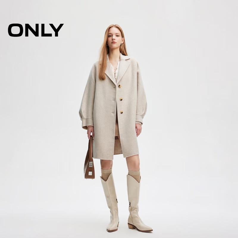 ONLY Women's 2024 Autumn Double-faced 100% Wool Mid-length Coat