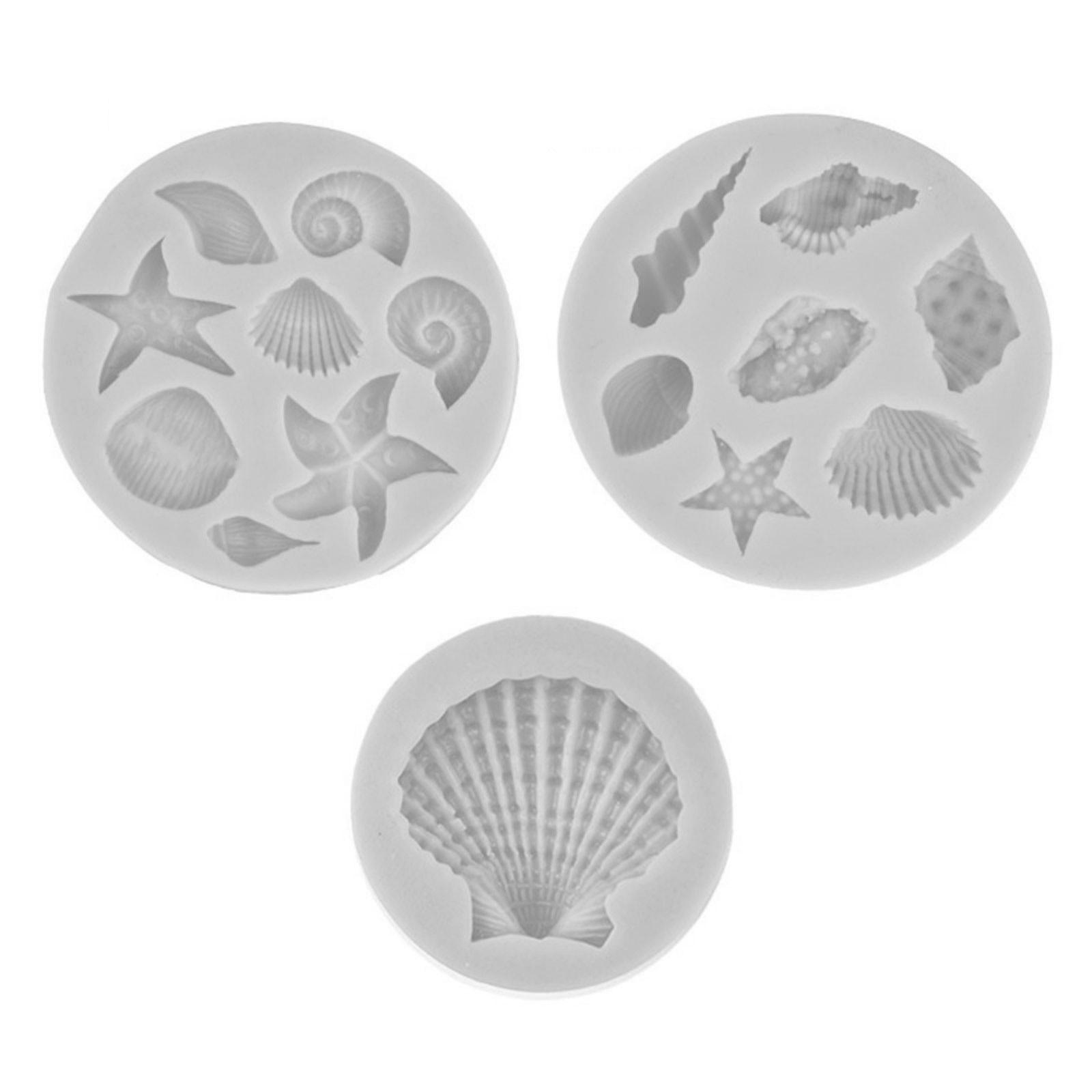

Формы для помадки на морскую тематику, 3 шт., силиконовые формы для выпечки в виде ракушек и морских звезд, декор для кексов в морском стиле, ремесло из смоляной глины серый