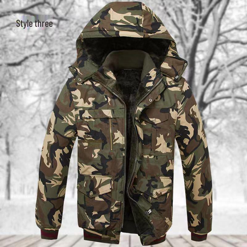 

Men s Hooded Camouflage Velvet-Lined Cotton Jacket 180 fits 72.5-82.5 kg