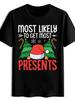Men'S Funny Christmas Graphic T-Shirt - "Most Likely To Get Most" Sleigh & Snowf