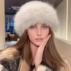 Winter Hat for Women Faux Fur Fluffy Bucket Hat for Women Luxury Plush Thicken Snow Fur Bucket Hat Soft Panama Cap
