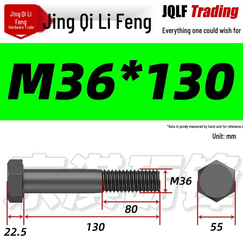 M27-M39 Grade 12.9 Blackened Half-Thread Hexagon Bolt