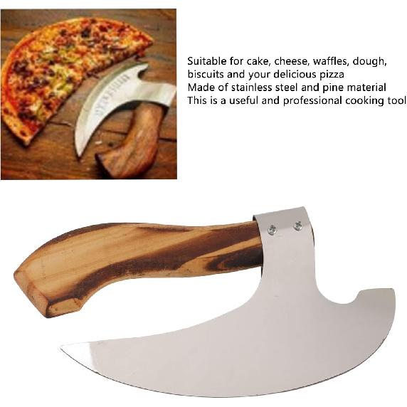 Diydeg Pizza Cutter Axe, Multi Purpose Stainless Steel Handmade Pizza Cutter with Anti Slip Pine Handle, Medieval Pizza Cutter Kitchen Tools for