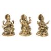 Original Brass Lakshmi Ganesha Saraswati Idol, Ganesh Laxmi Murti - 5 Inches
