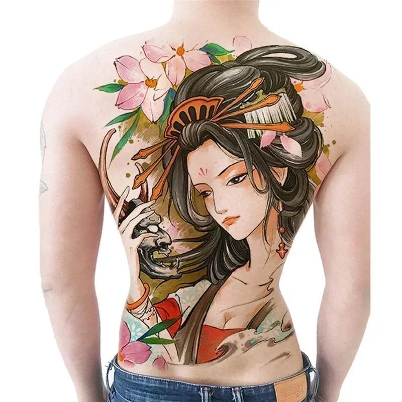 Impermeabil Mare Spate Complet Piept Tatuaj Mare Autocolante Tatuaj Pește Lup Tigru Dragon Zână Tatuaje Temporare Flash Cool Bărbați Femei