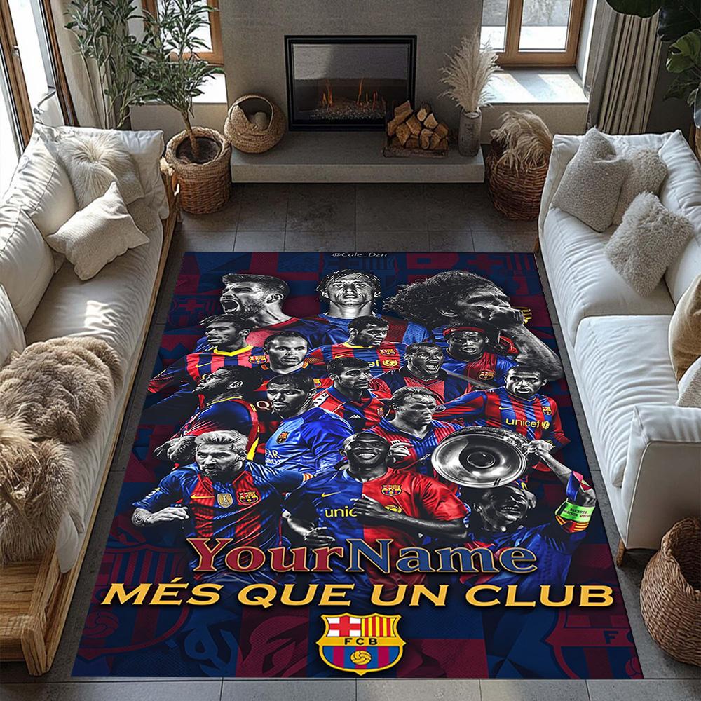 Fc Barcelona Customizable Name Area Rug Design for Bedrooms Hallway Foyer Living Rooms Anti-slip Rug Anime Office Decor