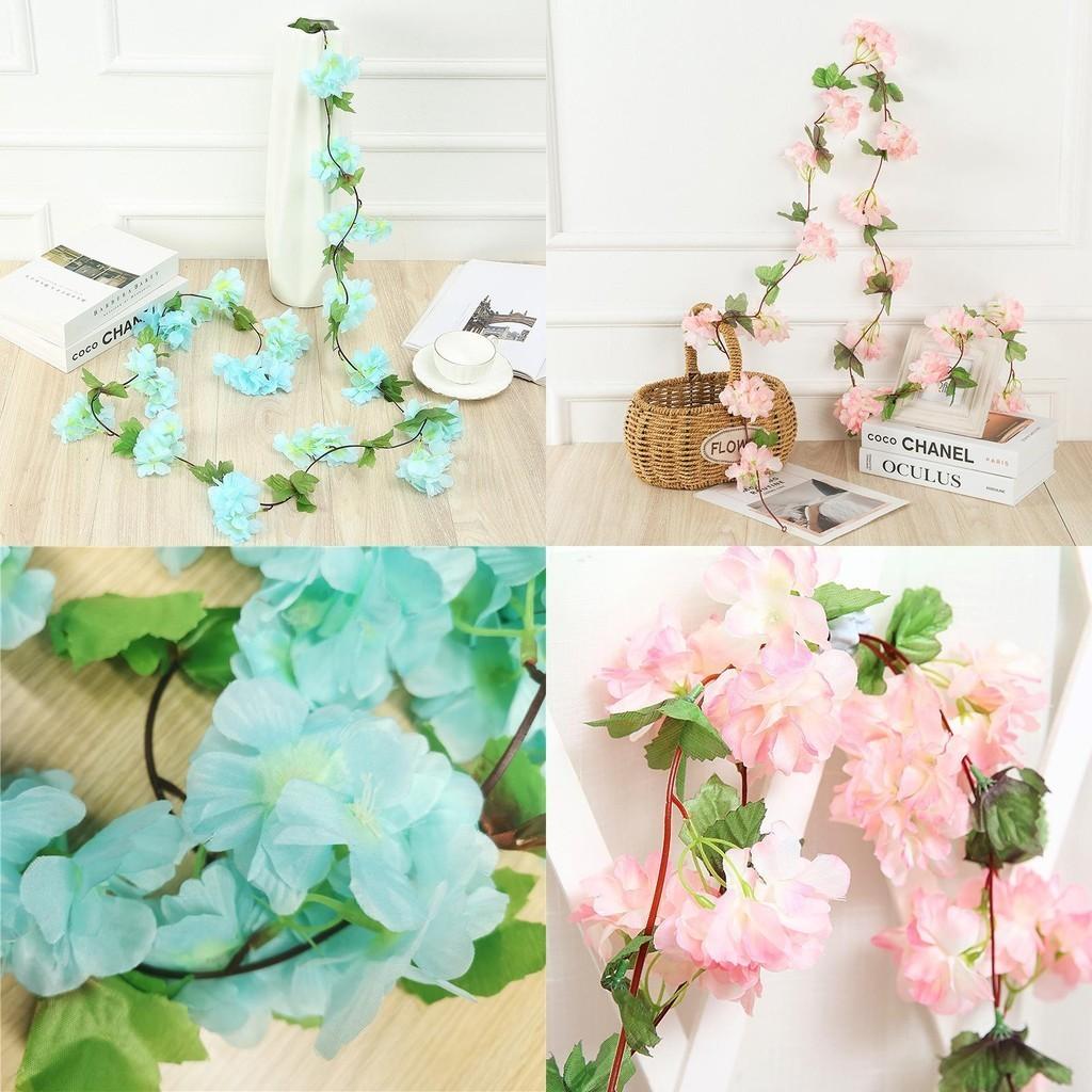 Elegante künstliche Kirschblüten-Girlande Efeu-Ranke für Heimdekoration und Festlichkeiten
