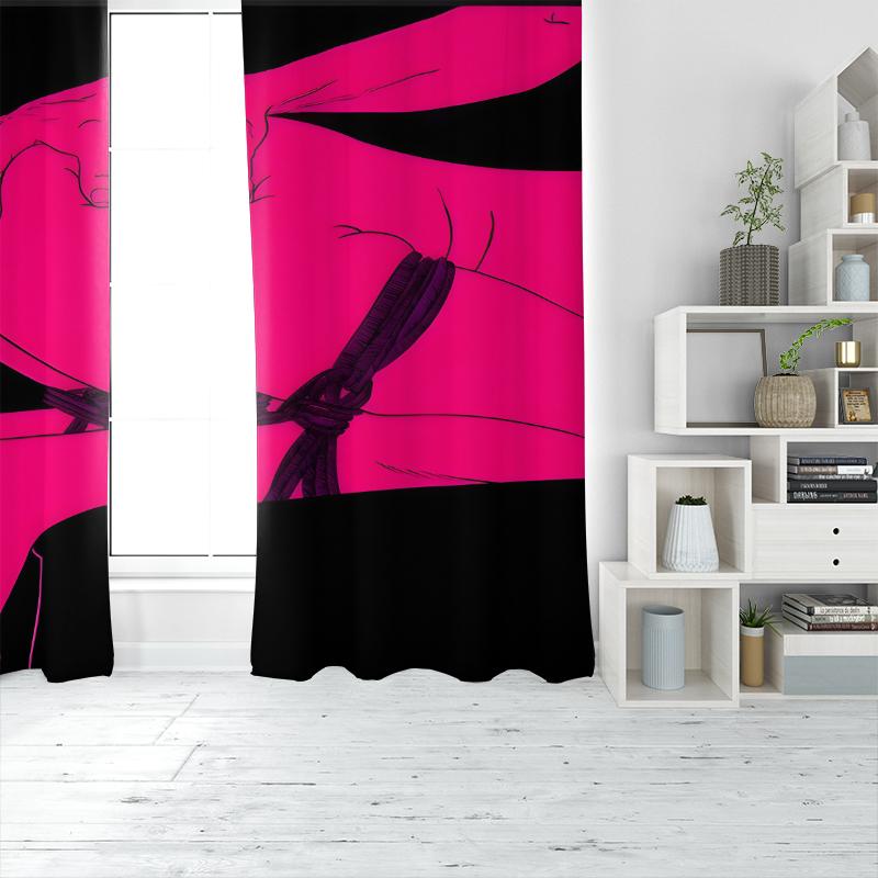 2 st - Alla hjärtans dag karaktärstryck - Tryckt gardin - Polyestermaterial - Lämplig för sovrum, vardagsrum, arbetsrum,