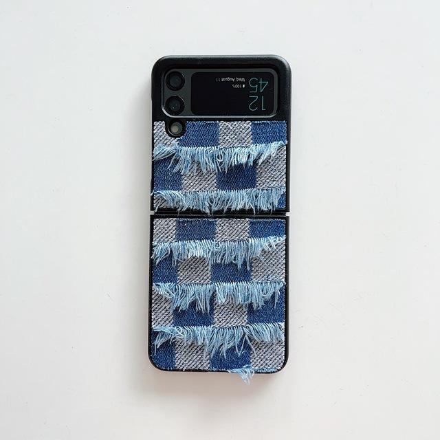 

Для Samsung Galaxy Z Flip 4 3 Flip4 Zflip3 чехол Trendy Blue Denim Силиконовый складной противоударный защитный чехол для задней крышки Аксессуары for Galaxy Z Flip 4 темно-синий