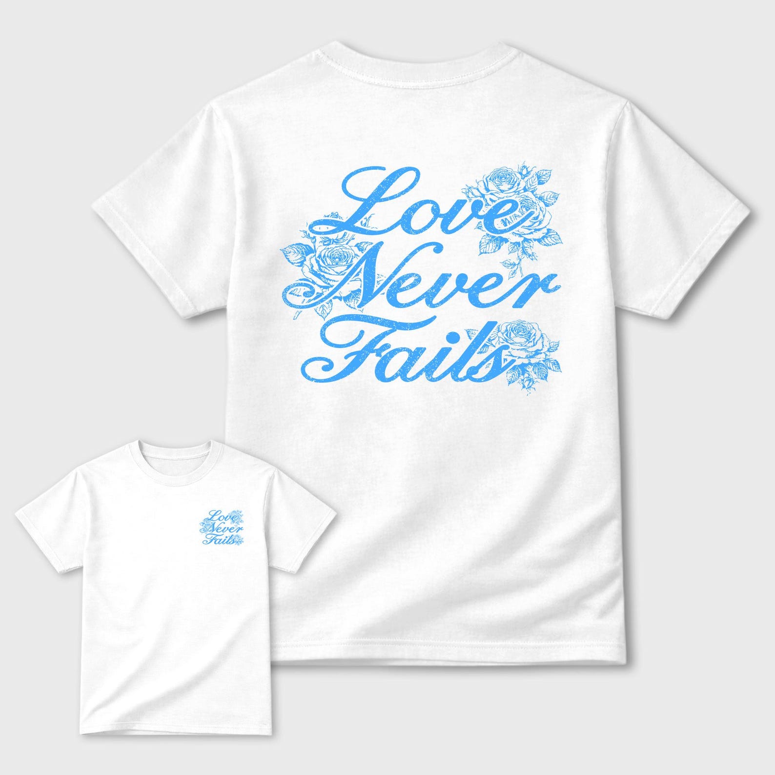 11s unc sneaker match tee - Love Never Fails graphic tee. Streetwear Brand Graphic T-Shirt. 11s University Blue XL