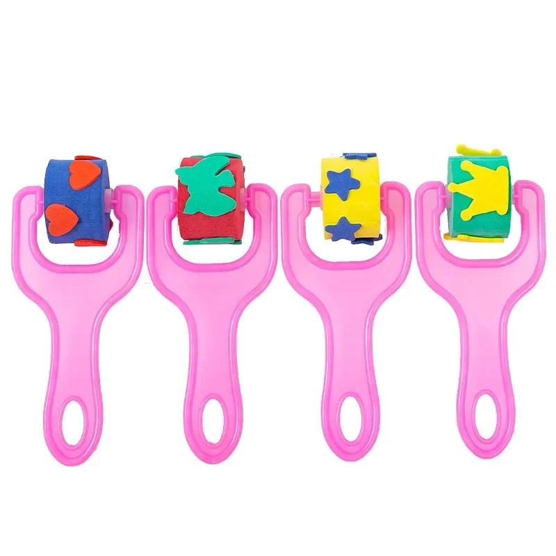Children DIY Graffiti Sponge Brush Set Drawing Toys Broom Shaped Seal Sponge Brush Art Brush Enlightenment Puzzle Gift Kids Toys