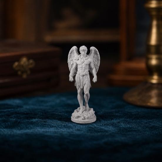 3D Printed Retro Angel Figurine, Michelangelo Style Classical Sculpture Statue, Faux Stone Texture Home Decor, Exquisite Winged Cherub Desktop