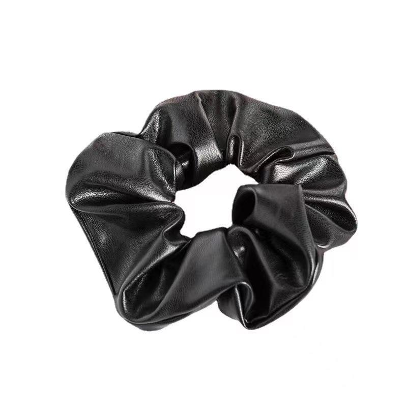Solid PU Leather Scrunchies Elastic Hair Bands Ties Women Ponytail Holder Headbands Girls Kids Hair Accessories