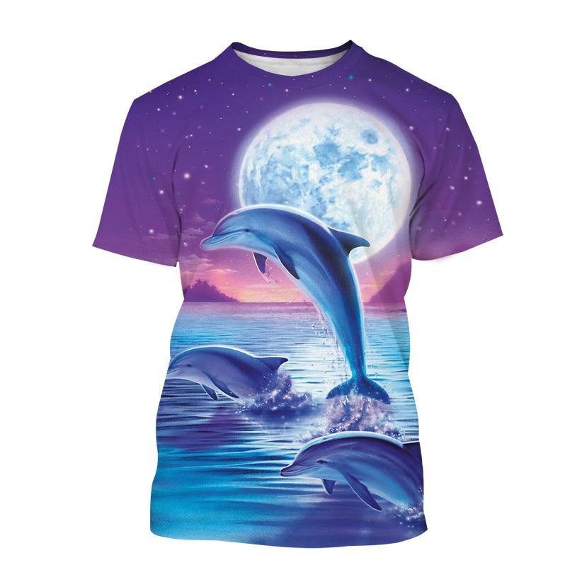 Animal Dolphin Graphic T Shirts 3D Print Man/ Women Personality Fashion Round Neck Tops Summer Oversize Short Sleeve T-Shirt Men