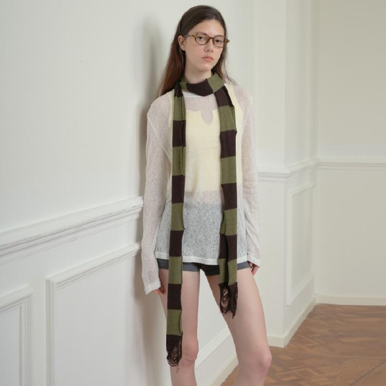 Stripe Pattern Scarf for Women Autumn Thin Scarves Female Camping Shopping Scarf