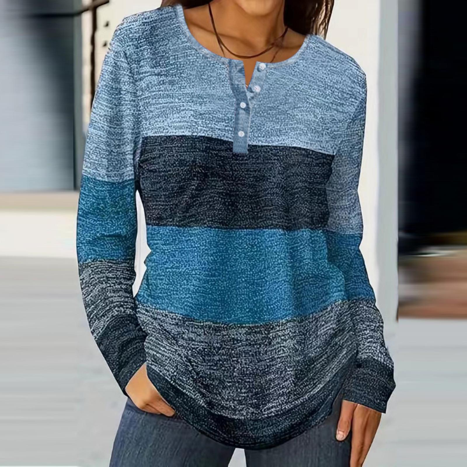 

Women s Loose Casual T-Shirt Button V-Neck Long Sleeve Top XXXXL