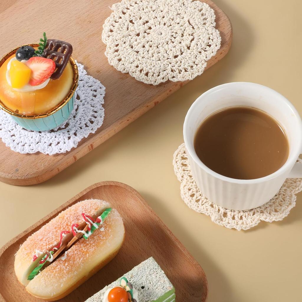 4 Inch Small Lace Doilies Crochet Doilies for Cups Coasters, 12 Pcs Lace Vintage Round Handmade Placemats, Laces Doilie for Tables for Tables Kitchen