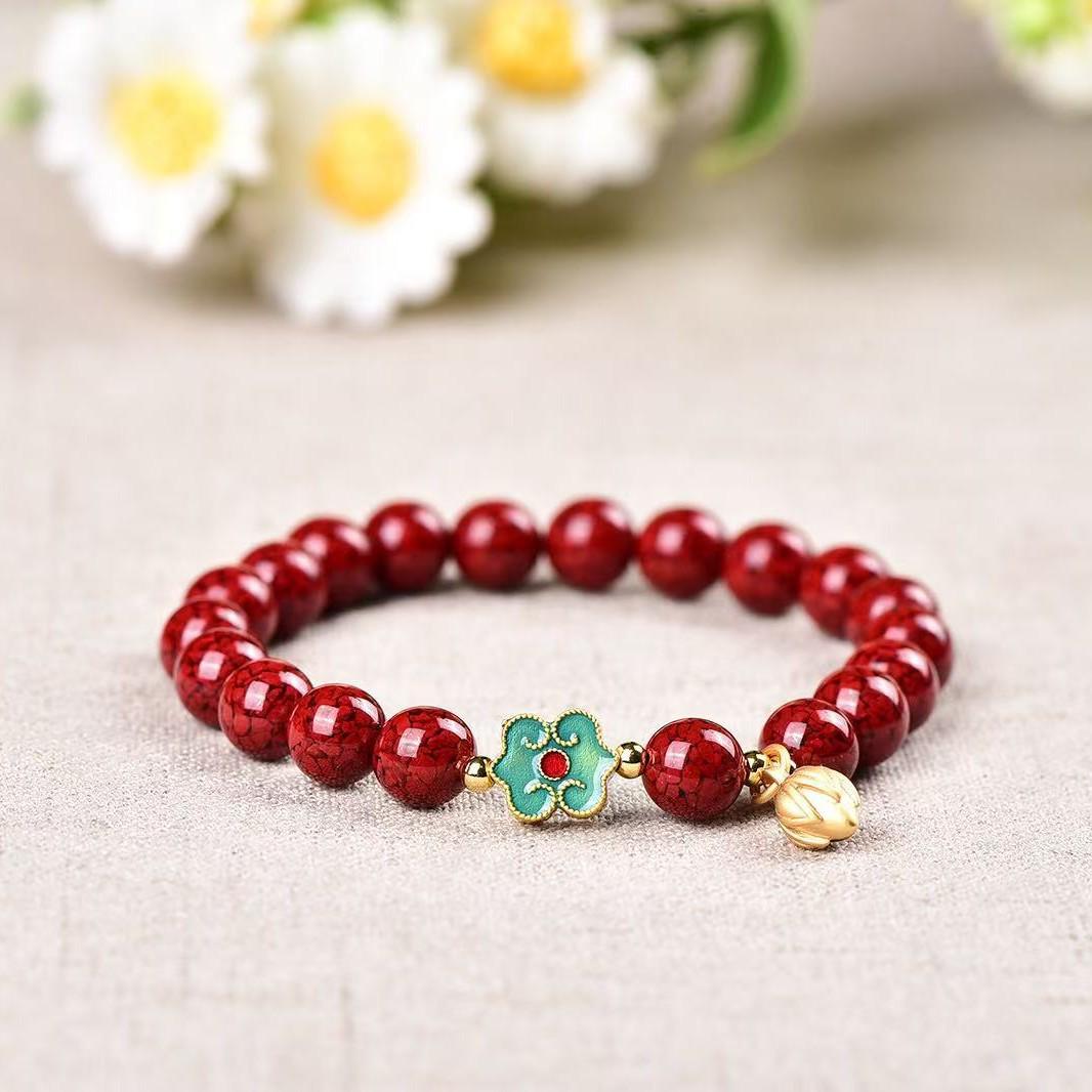 Cinnabar Crystal Sand Wealth Bracelet - Single Circle Design
