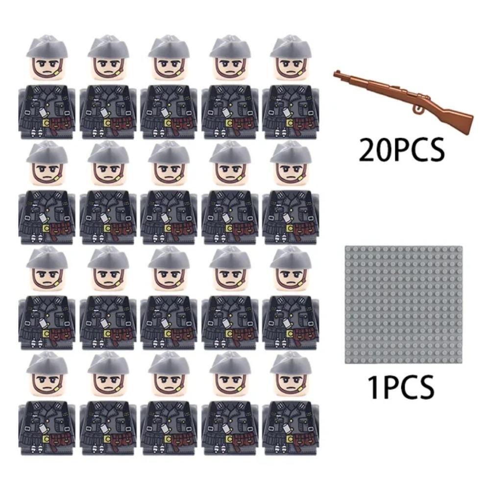 Kinderbausteine Chinesisches Spielzeug Neuer WW2 Soldat Militär Armee Mini-Puppen Nationales Bündnis Offizier Gewehrriemen Spielzeug Großhandel