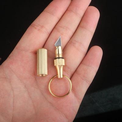 1PCS Mini Messing Kapsel Tasche Messer Tragbare Utility Messer Überleben Messer Schlüsselbund Anhänger Gadget Brief Paket Opener