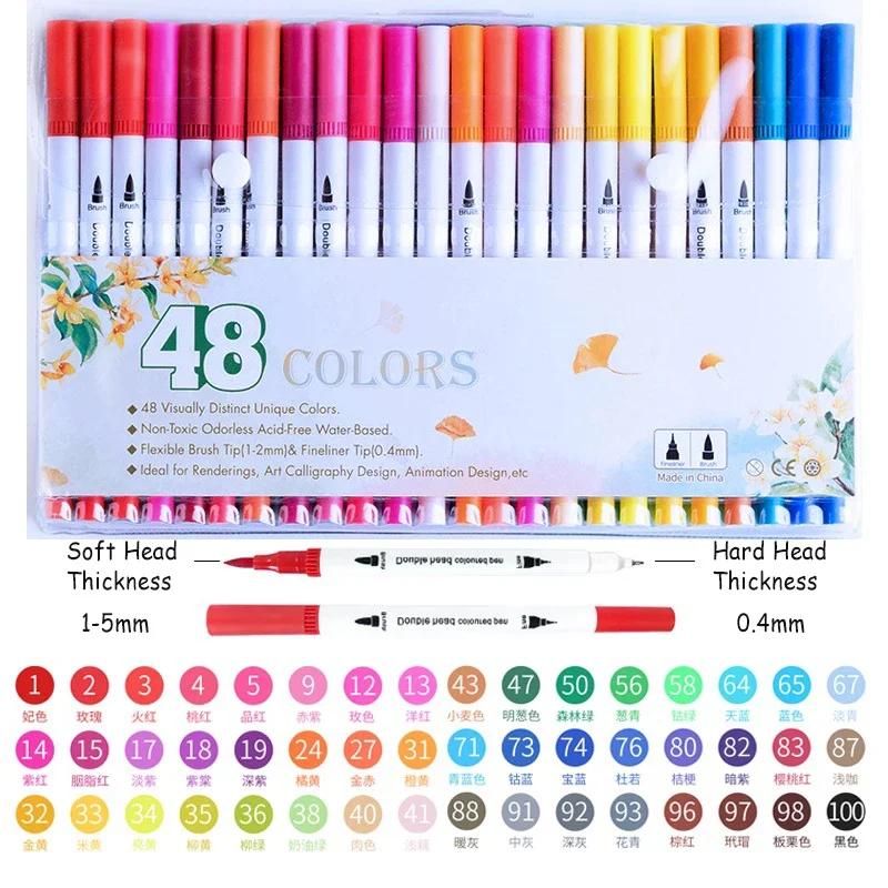 24/48/60/80/100 Colors Double-Head Washable Color Marker Set Art Supplies for Artist Korean Stationery School Supplies