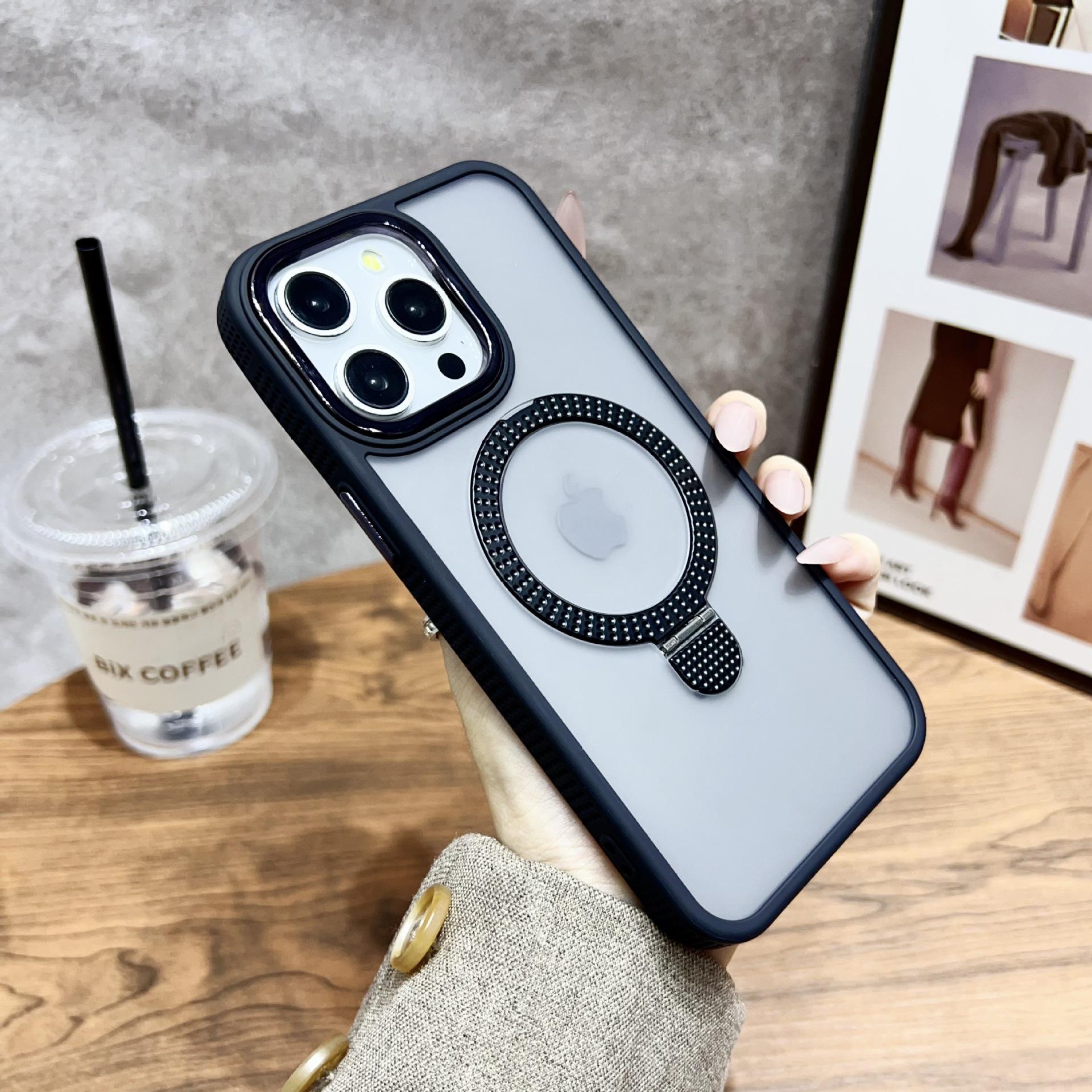 

Подходит для чехла для мобильного телефона IPhone16Promax Магнитный держатель Apple 15 Противоударный чехол 14/13 Матовое ощущение кожи iPhone16