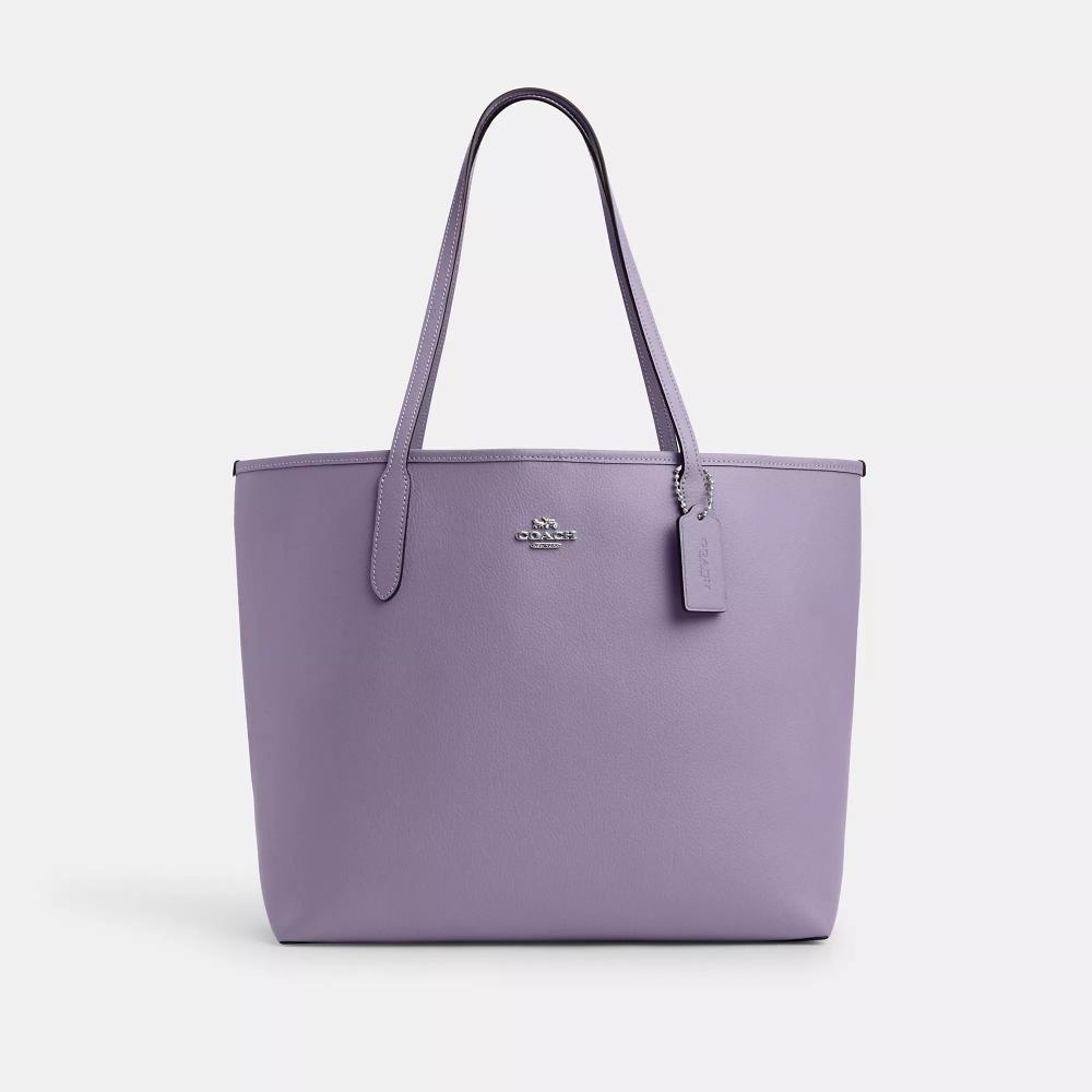 

Сумка-тоут Coach City серебристого светло-фиолетового цвета
