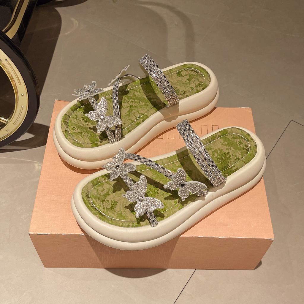 Wear Versatile Roman Sandals Women's Slippers Beach Shoes New Fairy French 2025 Summer Wind with Skirt Butterfly
