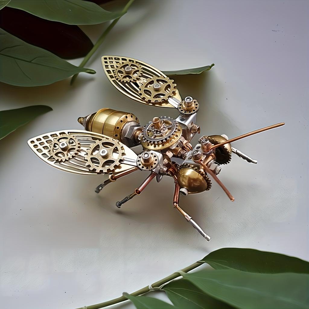 Creative Insect Decor Figurine Mechanical Metal Assembly Model Home Office Gear DIY Craft Desktop Decor Collectible Gift
